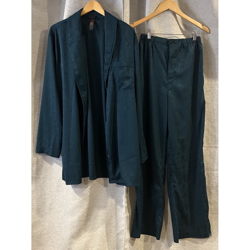 Savage Fenty Men's Green Jacquard Robe And Pants Set Lounge‎ Sleepwear XS